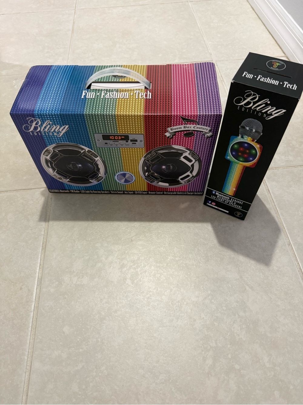 Bling Edition Bluetooth Speaker System - Rainbow and matching microphone 🎤 🌈